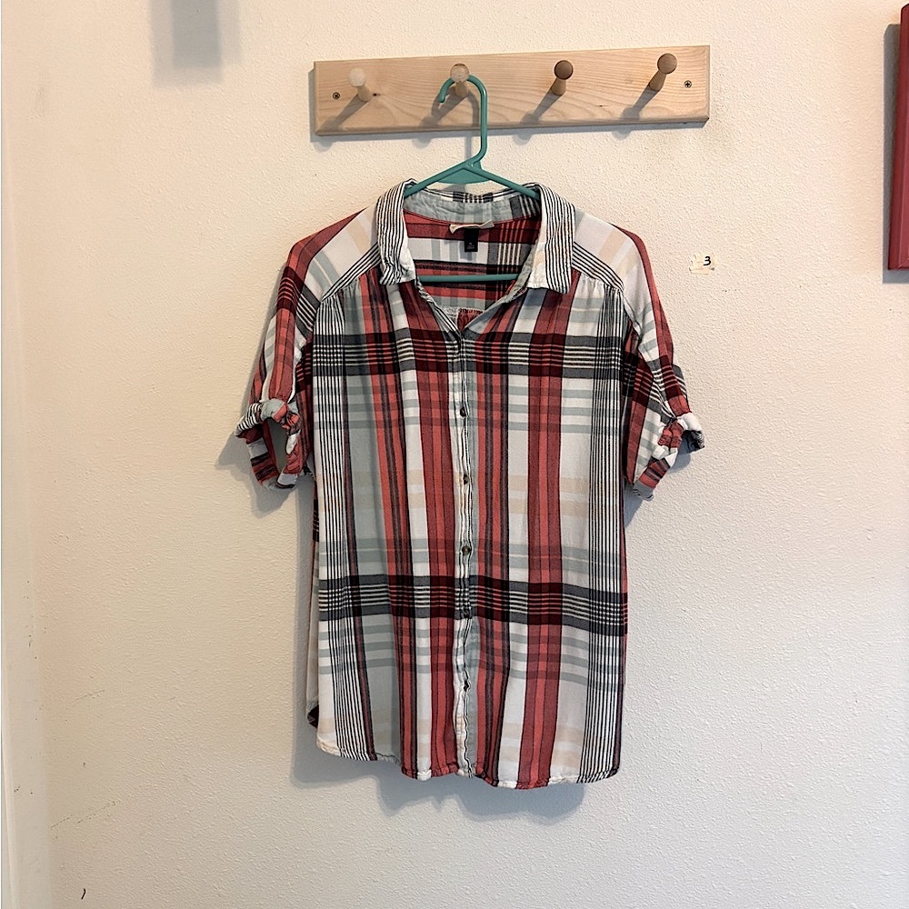 Universal Thread Plaid Button-Up Shirt - Red, Green, Black, White